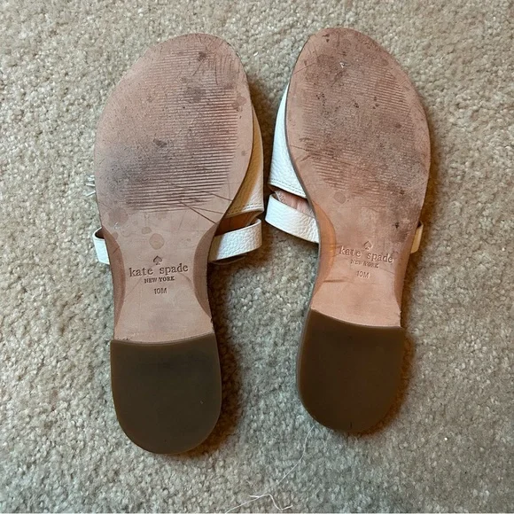 KATE SPADE NEW YORK Women's white Leather Tassled Coby Slides Size 10 - Picture 4 of 6